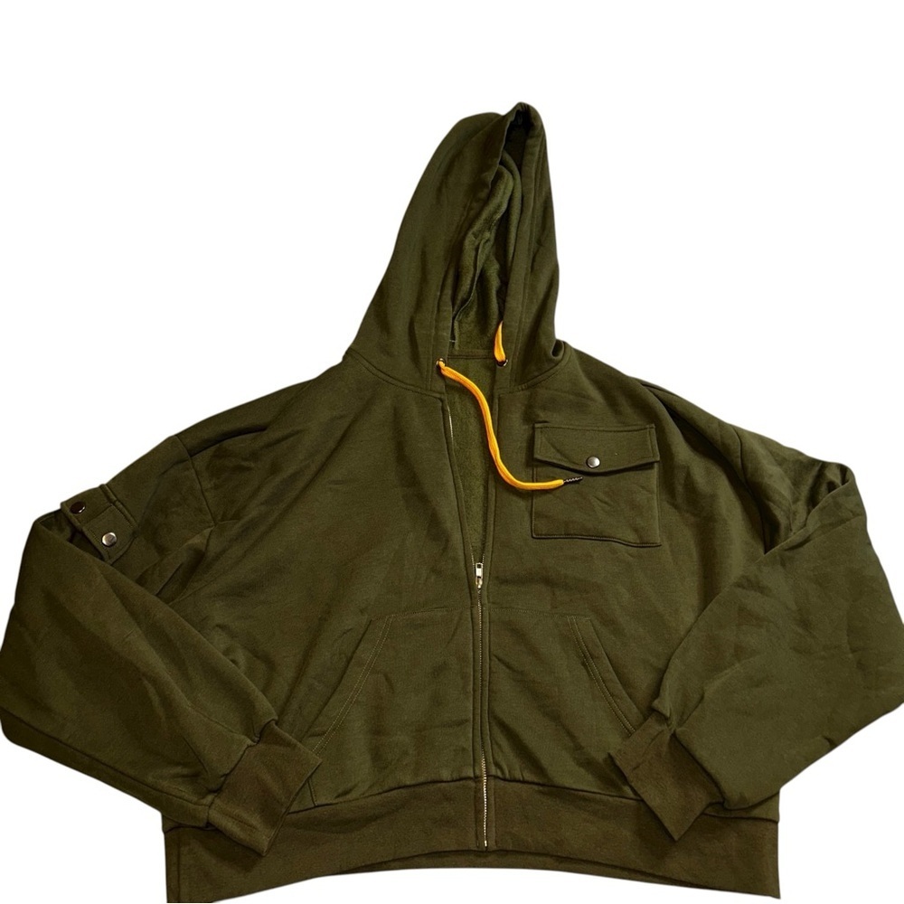Olive Utility Jacket with Hood - Picture 3 of 7